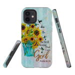 Be still and know that I am God, hummingbird sunflower phone case