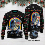 Boston Terrier Riding Dinosaure T Rex Funny Ugly Christmas Sweater Adult For Men & Women