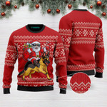 Santa Riding German Shepherd Funny Ugly Christmas Sweater Adult For Men & Women