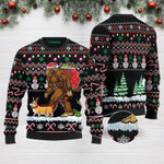 Bigfoot Corgi Merry Christmas Funny Ugly Christmas Sweater Black Adult For Men & Women