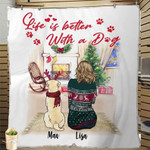 Personalized Life Is Better With A Dog Christmas Blanket Sherpa Blanket - Spreadstores
