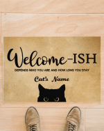 Personalized Pet Doormat, Custom Name Cat Doormat, Welcome-ISH, Funny Cats Doormat, Cat Lovers Gift - Spreadstores