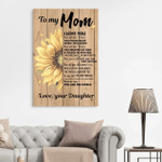 Personalized To My Mom Canvas, Gifts For Mother's Day, Christmas Gifts For Mom, I Love You Sunflower Canvas - Spreadstores
