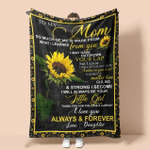 Personalized To My Mom Blanket Love From Daughter Sunflower, Gifts For Mom, Mother's Day Gifts From Daughter Fleece Blanket - Spreadstores