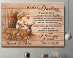Personalized Deer Couple Canvas, To My Darling When We Get To The End Of Our Lives Together You're My Life Autumn Canvas - Spreadstores