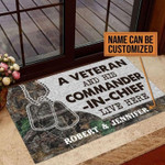 Personalized Veteran Welcome Rug, Veteran Days Decor, A Veteran And His Commander In Chief Live Here Doormat - Spreadstores