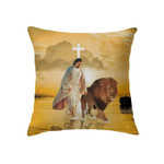 The Lion of Judah, Jesus walks on water Christian pillow - Christian pillow, Jesus pillow, Bible Pillow - Spreadstore