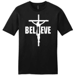 Believe Jesus on the cross mens Christian t-shirt - Gossvibes