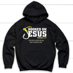 Hooked on Jesus Mark 1:17 Bible verse hoodie - Gossvibes