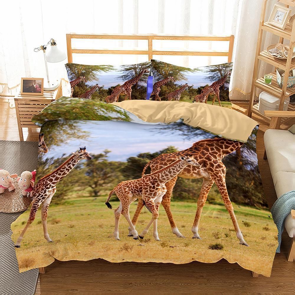 3d Animal Giraffe Printed Blanket, Giraffe Duvet Cover
