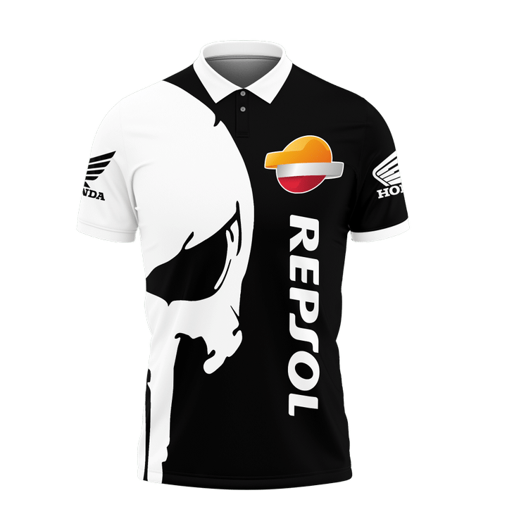 Honda Repsol Punisher skull Polo shirt2