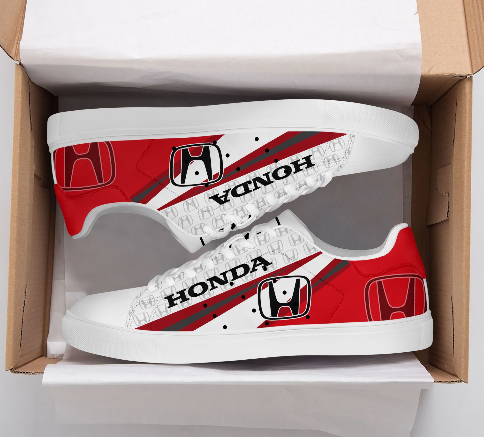 Honda Red White Stan Smith low top shoes1