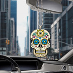 Traditional Mexican Sugar Skull On White Background 1 Car Hanging Ornament