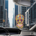 Sugar Skull Meaxican With Berry And Snowflake Car Hanging Ornament