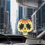 Colorful Sugar Skull Mexican And Florals 2 Car Hanging Ornament