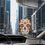 Calavera Mexican Sugar Skulls On White Background Car Hanging Ornament