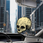 Scary Human Skull On Gray Background Car Hanging Ornament