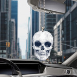 Human Skulls On Dark Blue Background Car Hanging Ornament