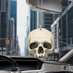 Human Skull On Rhombus Frame Gray Background Car Hanging Ornament