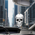 Huma Skull With Red Slower Peony Car Hanging Ornament