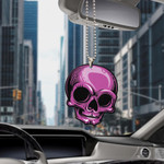 Cute Multicolored Human Skulls On Black Background 1 Car Hanging Ornament