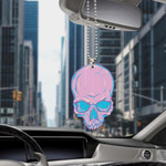 Colorful Human Skull On White Background 3 Car Hanging Ornament
