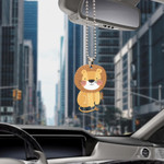 Car Hanging Ornament Cute Lion With Tropical Blue Leaves