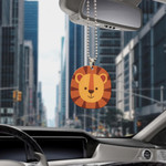 Car Hanging Ornament Cute Lion Face With Grass And Red Flower