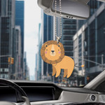 Car Hanging Ornament Cute Lion And Crown On White Background