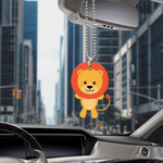 Car Hanging Ornament Cartoon Cute Lion Head On Orange Background