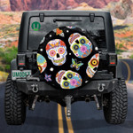 Traditional Mexican Sugar Skulls With Star And Butterfly Spare Tire Cover Car Accessories