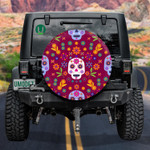 Traditional Mexican Sugar Skulls And Colorful Flowers Spare Tire Cover Car Accessories