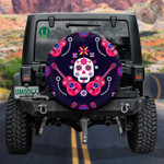 Sugar Skulls With Guitar And Colorful Flowers Spare Tire Cover Car Accessories