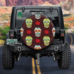 Sugar Skulls Mexican And Roses Background Spare Tire Cover Car Accessories