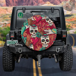 Sugar Skull Mexican With Hearts And Plants Spare Tire Cover Car Accessories