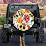 Colorful Sugar Skull Mexican And Florals Spare Tire Cover Car Accessories