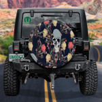 Vintage Human Skull With Colorful Floral Spare Tire Cover Car Accessories