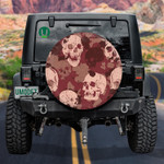 Tan Pink Grunge Camouflage With Human Skulls Spare Tire Cover Car Accessories