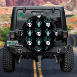 Succulent And Human Skull On Black Background Spare Tire Cover Car Accessories