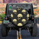 Scary Human Skull On Gray Background Spare Tire Cover Car Accessories