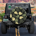 Sacry Camouflage Human Skull On Black Background Spare Tire Cover Car Accessories