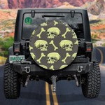 Old Human Skull And Bone On Grey Background Spare Tire Cover Car Accessories