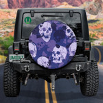 Navy Blue Grunge Camouflage With Human Skulls Spare Tire Cover Car Accessories