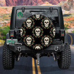 Human Skulls With Spooky Eyes In Marigold Wreaths Spare Tire Cover Car Accessories
