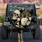 Human Skulls And Folk With Vintage Flowers Spare Tire Cover Car Accessories