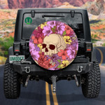 Human Skulls And Colorful Flowers Spare Tire Cover Car Accessories