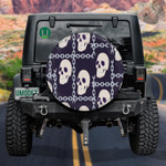 Human Skulls And Chains On Dark Blue Background Spare Tire Cover Car Accessories