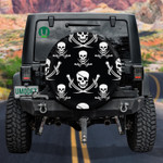 Human Skull With Sabers On Black Background Spare Tire Cover Car Accessories