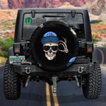 Human Skull With Glasses And Blue Cap Spare Tire Cover Car Accessories