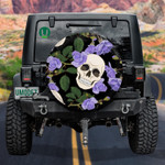 Human Skull With Dark Lilac Roses Spare Tire Cover Car Accessories
